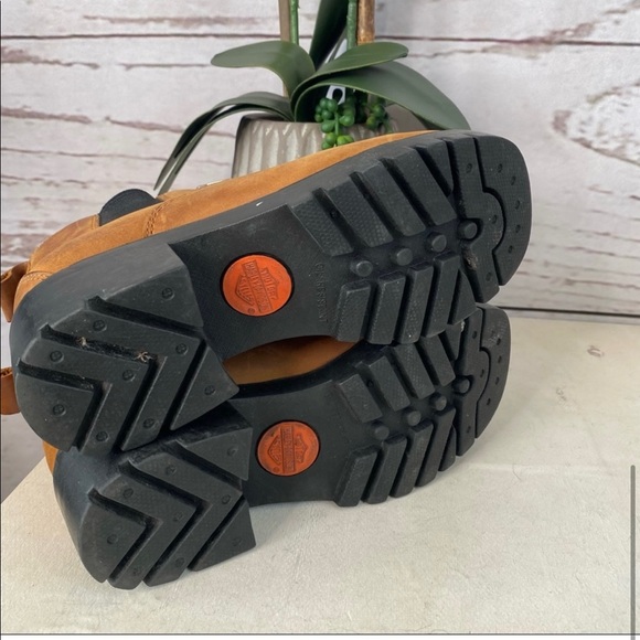 Y2K Harley Davidson Tan Lug Sole Booties 38 - Picture 2 of 9